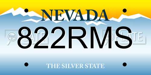 822RMS Nevada License Plate
