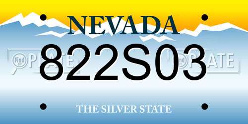 822S03 Nevada License Plate