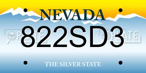 822SD3 Nevada License Plate
