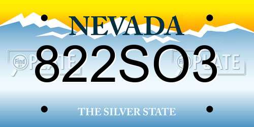 822SO3 Nevada License Plate