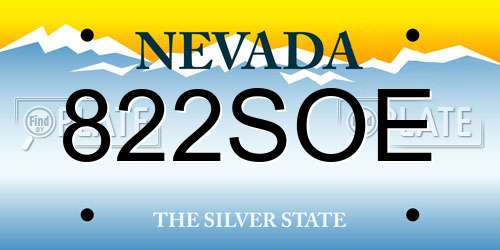 822SOE Nevada License Plate