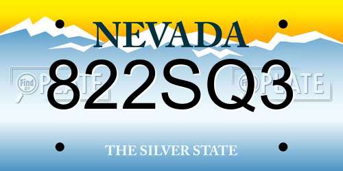 822SQ3 Nevada License Plate