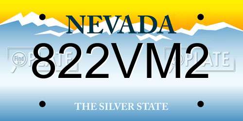 822VM2 Nevada License Plate