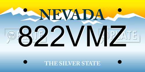 822VMZ Nevada License Plate