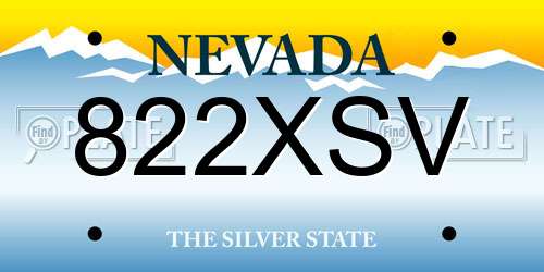 822XSV Nevada License Plate