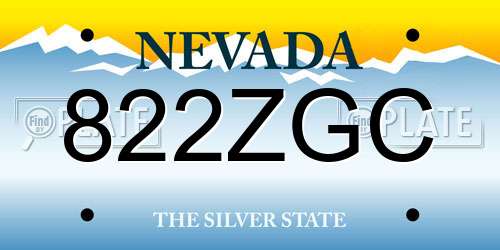 822ZGC Nevada License Plate