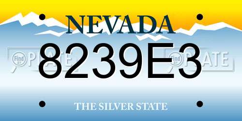8239E3 Nevada License Plate