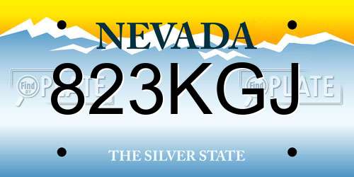 823KGJ Nevada License Plate
