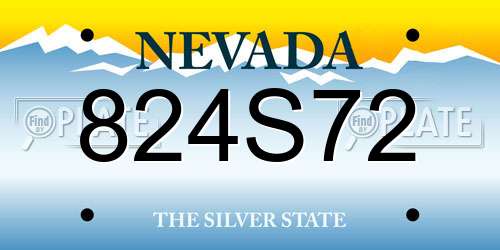 824S72 Nevada License Plate