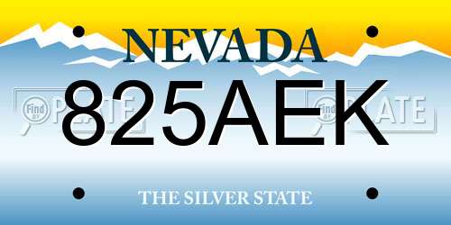 825AEK Nevada License Plate