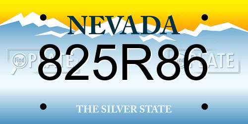 825R86 Nevada License Plate