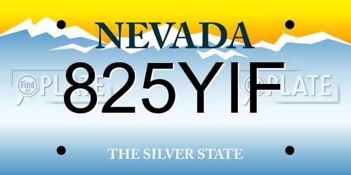 825YIF Nevada License Plate