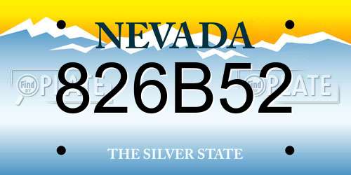 826B52 Nevada License Plate