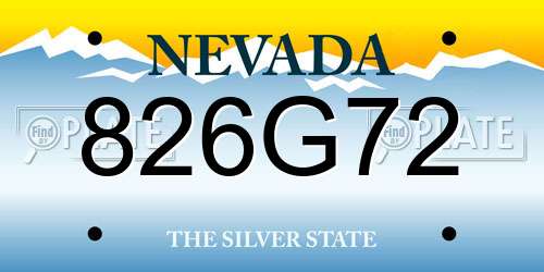 826G72 Nevada License Plate