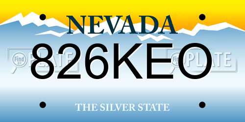826KEO Nevada License Plate