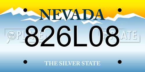 826L08 Nevada License Plate