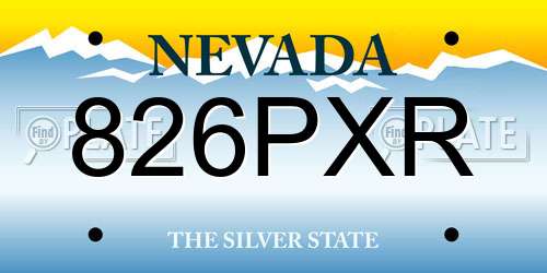 826PXR Nevada License Plate