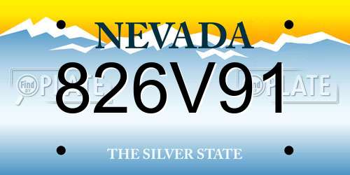 826V91 Nevada License Plate