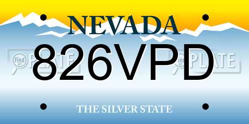 826VPD Nevada License Plate