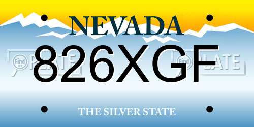 826XGF Nevada License Plate