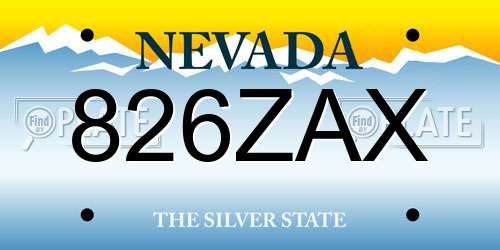 826ZAX Nevada License Plate