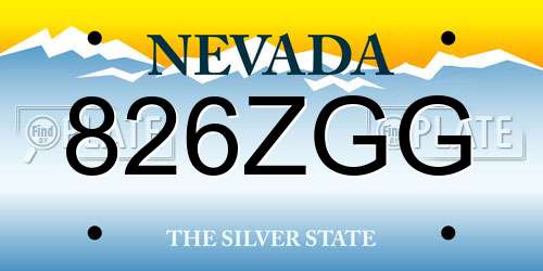 826ZGG Nevada License Plate