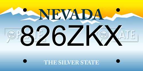 826ZKX Nevada License Plate
