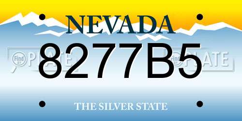 8277B5 Nevada License Plate