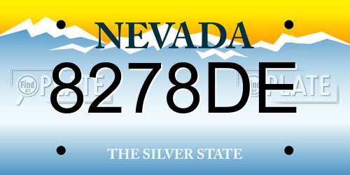 8278DE Nevada License Plate