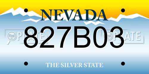 827B03 Nevada License Plate