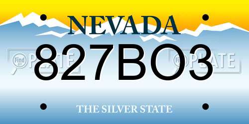 827BO3 Nevada License Plate