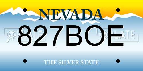 827BOE Nevada License Plate