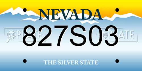 827S03 Nevada License Plate