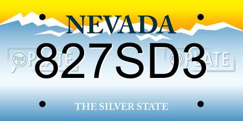 827SD3 Nevada License Plate