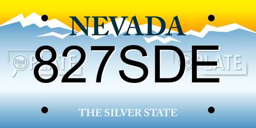 827SDE Nevada License Plate