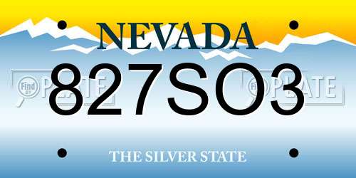 827SO3 Nevada License Plate