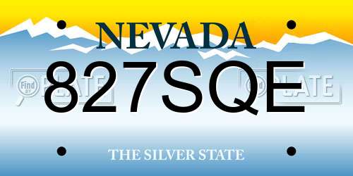 827SQE Nevada License Plate