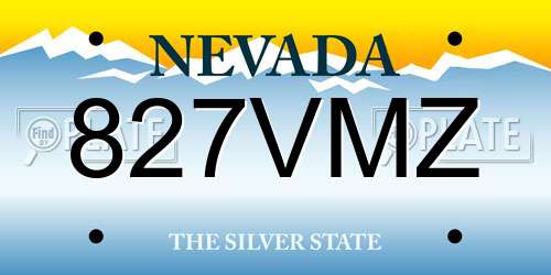 827VMZ Nevada License Plate