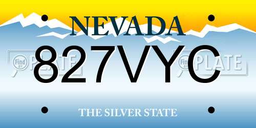 827VYC Nevada License Plate