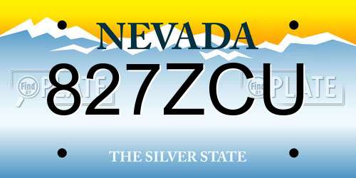 827ZCU Nevada License Plate