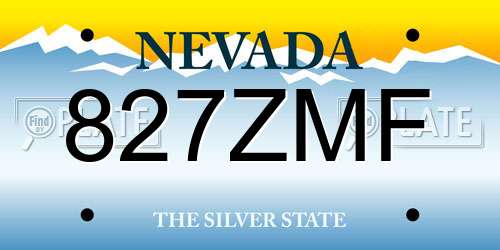 827ZMF Nevada License Plate