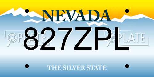 827ZPL Nevada License Plate