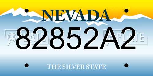 82852A2 Nevada License Plate