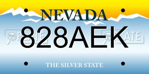 828AEK Nevada License Plate