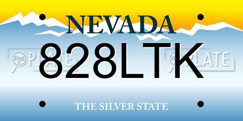 828LTK Nevada License Plate