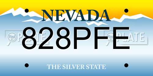 828PFE Nevada License Plate