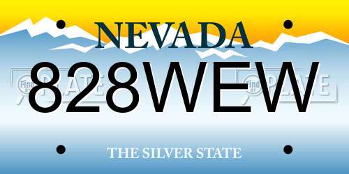 828WEW Nevada License Plate