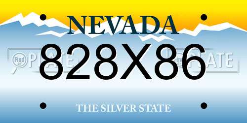 828X86 Nevada License Plate