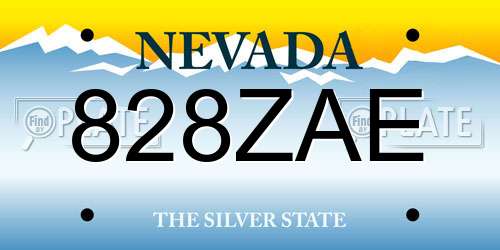 828ZAE Nevada License Plate
