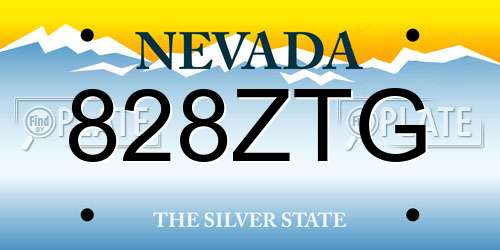828ZTG Nevada License Plate